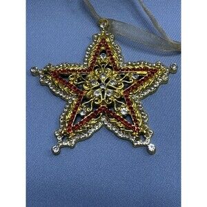 Carson Pirie Vintage Embellished Christmas Ornament gold tone w/ gems